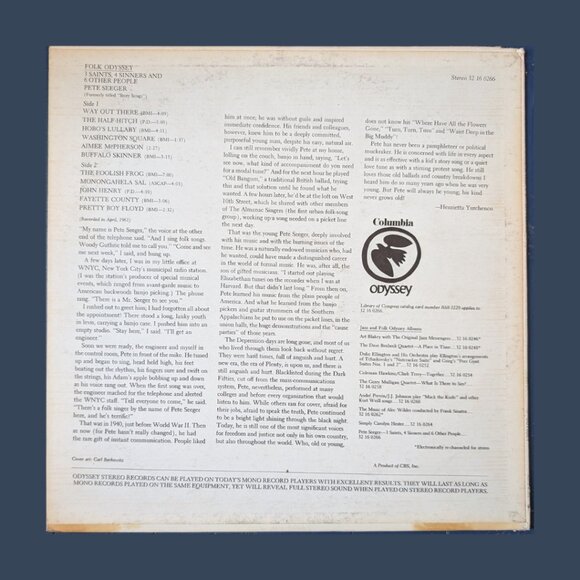 Pete Seeger – 3 Saints, 4 Sinners and 6 Other People (Columbia / Folk Odyssey) - Picture 2 of 2